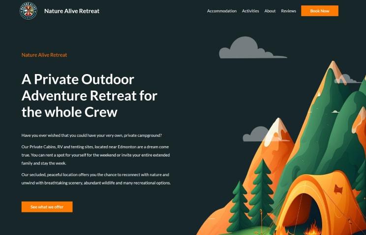 Nature Alive Retreat Camping Website Design